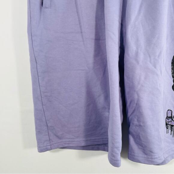 Avenue George V Purple Rhinestone Crystal Dripping Skull Drawstring Shorts 3X - Picture 4 of 10